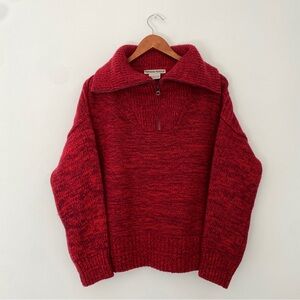 Paradis perdus red recycled wool blend 3/4 zip sweater women’s size m